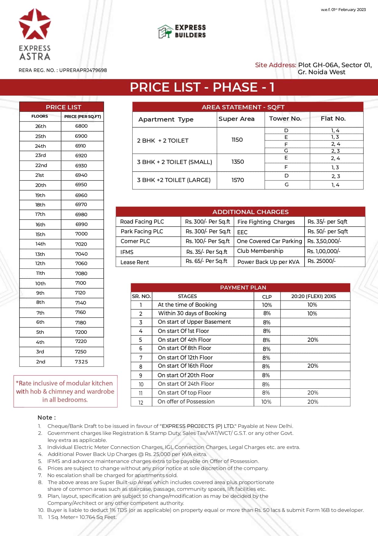 Express Astra Price List