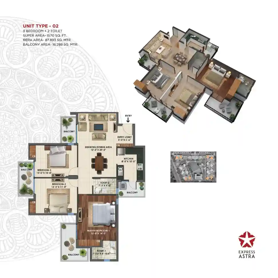 Express Astra 3 BHK 1570 Sq.Ft